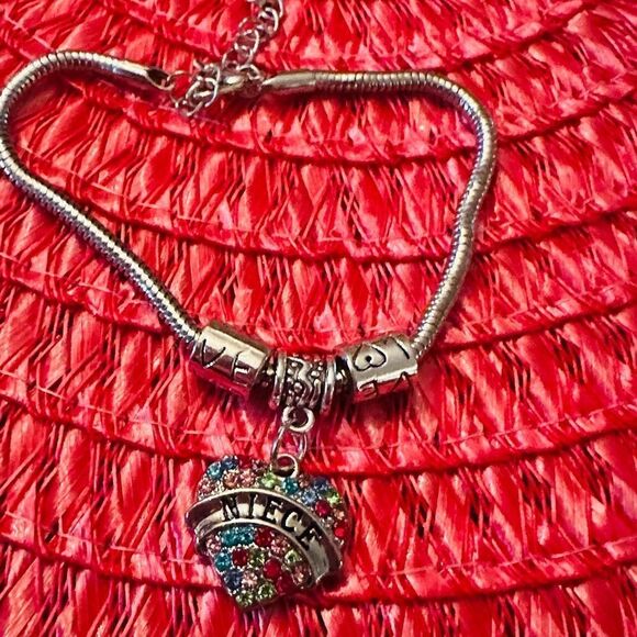 🎉🎉NEW🎉🎉NIECE LOVE Bracelet w/ Colorful Rhinestones OS Adj Charms - Picture 2 of 3